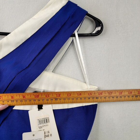 Reiss Raina Asymmetric Blue White Cotton Dress Size US 6 - UK 10 NEW Cocktail - Picture 13 of 15